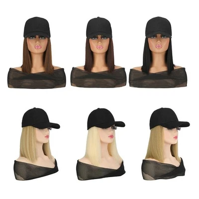 Women Long Straight Wig Baseball Hat With Synthetic Hair Baseball Cap Wig - Image 1 of 4