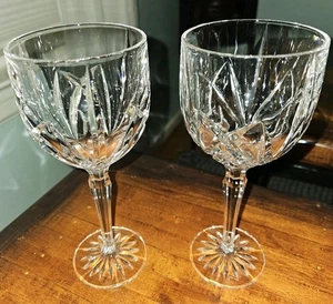 Lot of 2 Marquis Waterford Wine Glasses Goblets Crystal Brookside Beautiful  - Picture 1 of 19