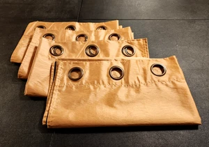 Lot of 4 Honey Gold Blackout Curtain Panels 37"x82" Reflective Shine Grommet - Picture 1 of 9