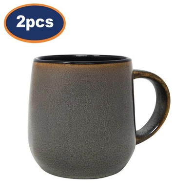 MAD ABOUT MUGS Coffee Mug Set Stoneware Grey Reactive Glaze 420ml Cups Tea Hot Beverages 2pcs