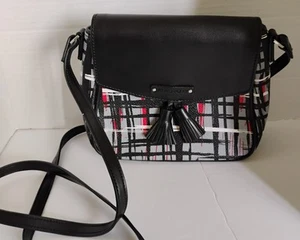 Vera Bradley Bag Black Red Art Plaid Small Crossbody Purse Faux Leather Read - Picture 1 of 11