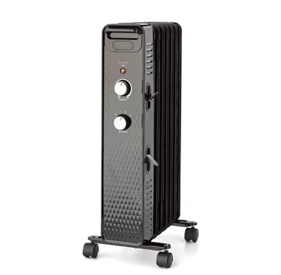 1500W Mainstays Mechanical Oil Filled Electric Radiator Space Heater Black White - Image 1 of 4