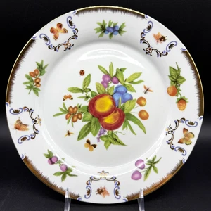 Godinger Yorkshire 10" Obst & Insekten Rund Weiß Speiseteller Goldrand - Bild 1 von 5