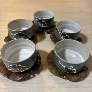 Nenbu Ironware Tea Tray & Cup Set — 5 Tea Trays, 5 Cups, 7.5cm Diameter - Picture 1 of 8
