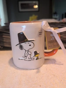 Brand NEW w/Tags Peanuts Rae Dunn THANKFUL FOR YOU Double Sided Mug Thanksgiving - Picture 1 of 4