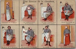 Postal de cómic de humor de baño francés "Un Seance a la Chambre" década de 1900 SIN USAR - Imagen 1 de 2