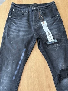 Purple Brand P002 Dropped Fit Mid Rise Slim Leg BPB Bandana Patch Black Size 30 - Picture 1 of 19