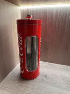 Coca-Cola Straw Dispenser Tin Red Retro Diner Style With Window Vintage Look - Foto 1 di 10