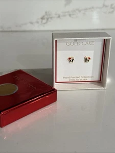 Tachuelas de plata de ley delicadas de bulldog francés de Navidad para pastel de oro - Imagen 1 de 2