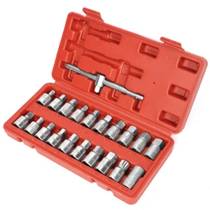 21x 3/8" Oil Drain Sump Plug Key Socket Set Axel Removal Spanner Wrench Tool Kit - Picture 1 of 9