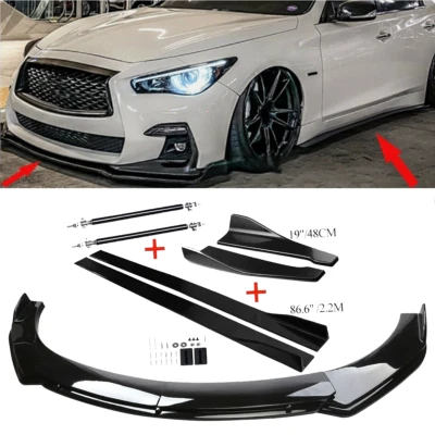 Front Bumper Lip Spoiler Splitter Body Kit+Side Skirt For INFINITI Q50 Q60 Q70 Foto 1 de 4