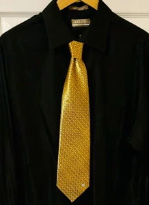 Van Heusen - Men's Dress Shirt w/Gold Geometric Versace Tie - Black - Neck 17 - Picture 1 of 7