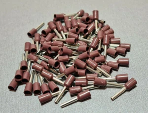 25/50/100Pcs E1510 16AWG 1.5mm² BROWN Insulated Ferrule Bootlace Terminals Crimp - Picture 1 of 6