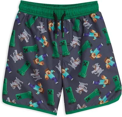 Minecraft ☆ Boys' Allover Character Swim Trunks ☆Sizes 4/5, 6/7, 8, 10/12, 14/16 - Image 1 of 4