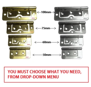 Flush Door Hinges Hurling Brass Silver Zinc Plated Cabinet Cupboard Toy Box - Picture 1 of 11
