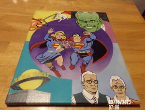 Maßgeschneidertes Silver Age Era Superman/Supergirl Acrylgemälde zu Ehren Curt Schwan - Bild 1 von 10