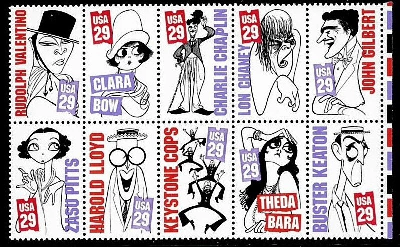 US 1994 SC#2819-28 SILENT SCREEN STARS  POSTAGE STAMP BLOCK OF 10 MNH - Image 1 of 1