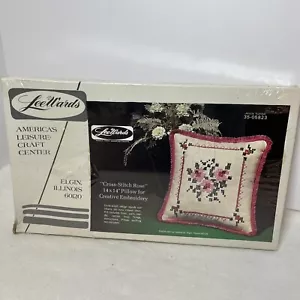 Vintage Lee Wards Cross-Stitch Rose Pillow Kit 70’s - Picture 1 of 7