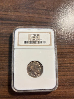 1930-P Buffalo Nickel 5C NGC MINT STATE 64 MS 64 Type 2, "FIVE CENTS" In Recess - Image 1 of 4
