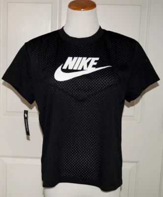 NWT Authentic NIKE Black White Logo Women's Active Top Size Large - Image 1 of 4