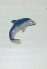 Very small ceramic dolphin ornament, flat base to glue to any surface, 1 1/4" hi