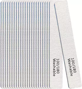 Nail File, 24 Pack Professional Reusable Washable Nail Files, 100/180 Grit Doubl - Picture 1 of 6