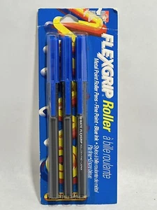 Vintage 1991 Paper Mate Flexgrip Roller Pens Blue Ink Pack Of 3 - Picture 1 of 5