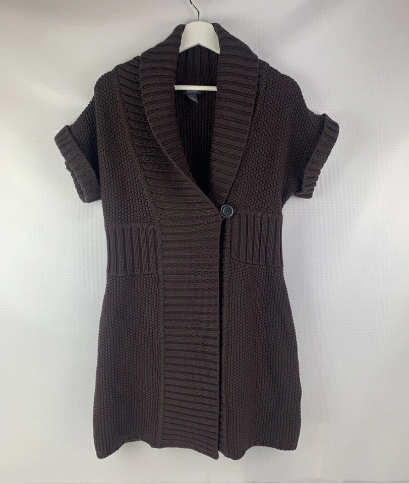 Cárdigan Suéter Kenneth Cole Reacción Marrón Tejido Manga Corta Talla S Foto 1 de 4