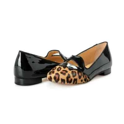 Ballet Flats Charlotte Olympia Girls "Black Leopard" Pony Hair Leather  Shoes - Image 1 of 4