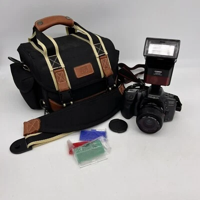 Minolta Dynax 500si Super 35mm Film SLR Camera 35-80mmPower Zoom Lens Flash Bag - Image 1 of 4