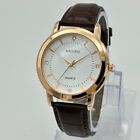 Men's MREURIO Rose Gold Tone 41 mm Classic Dress Watch, Crystal Accents, Leather