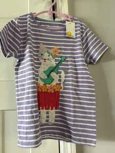 Mini Boden Crew Neck Short Sleeve Cat To Girls 8-9y Purple Guitar NWT - Picture 1 of 6