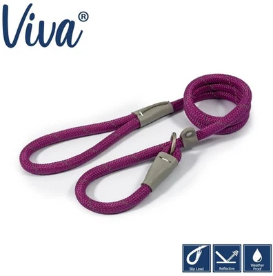 Светоотражающий фиолетовый поводок для щенка собаки Ancol Viva Rope Slip 1,5 x 12 мм  - Изображение 1 из 4