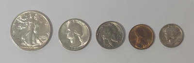 1937 BU MINT SET OF 5 BRILLIANT UNCIRCULATED COINS - Image 1 of 4