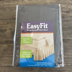 NEW Queen/King Easy Fit Wrap Around Bed Skirt Ruffled Charcoal Gray, 15-18” drop - Picture 1 of 5