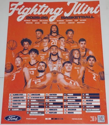 Official Illinois Fighting Illini 2025/2026 basketball poster Boswell Ivisic Mir - Image 1 of 3
