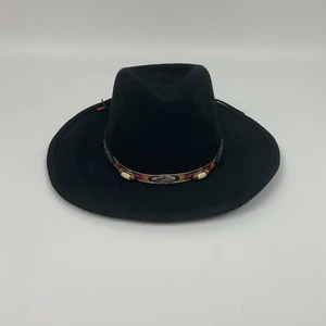 Bullhide Kids Black Felt Western Cowboy Hat Beaded Band Size L Festival Rodeo - Picture 1 of 10