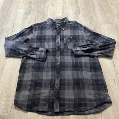 Camisa masculina de flanela mulisha de metal vintage Y2K manga comprida XL bordada - Imagem 1 de 4