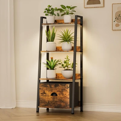 Plant Stand Indoor with Grow Lights, 4 Tiered Indoor Plant Shelf with Drawer, 48 - Image 1 of 4