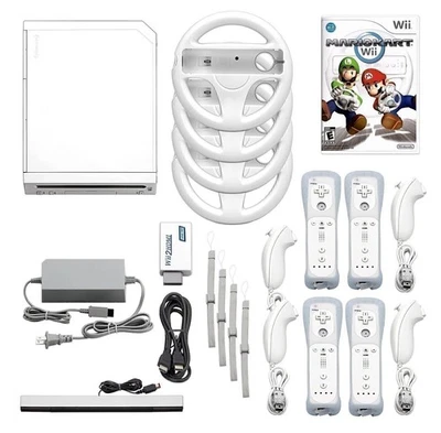 Nintendo Wii Console HD + Mario Kart+ Pick 1-4 Voomwa Remotes + 1-4 Wheels + USA - Image 1 of 3