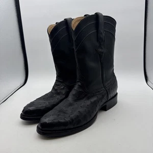 JRC And Sons Federkiel Strauß runde Spitze exotisch Roper Stiefel Herren Größe 9,5 D schwarz - Bild 1 von 10