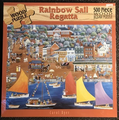 Rainbow Sail Regatta Cork Puzzle Ceaco Carol Dyer COMPLETE 500 Pc EXCELLENT - Image 1 of 4