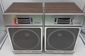 Vintage Soundesign Speaker Model 0621 (Pair) Retro Chrome-Wood Grain-Very NICE! - Picture 1 of 12