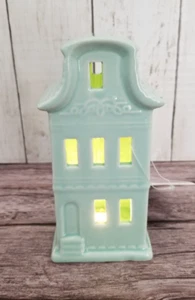 2024 Target Bullseye 6" Aqua Ceramic Lit House Christmas Village Figurine NEW - Picture 1 of 3