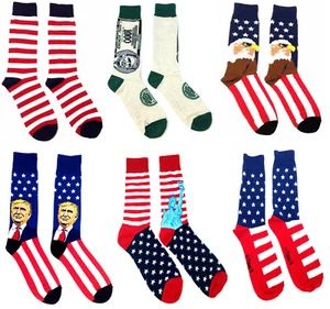 USA AMERICAN FLAG EAGLE UNITED STATES PATRIOTIC STARS STRIPES MENS CREW SOCKS - Picture 1 of 12
