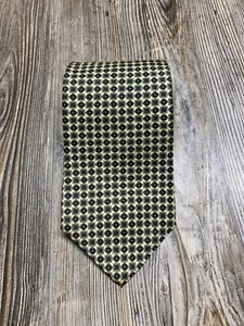 Italian Firenze Italy Silk Neck Tie 58” Gold Geometric - Picture 1 of 6