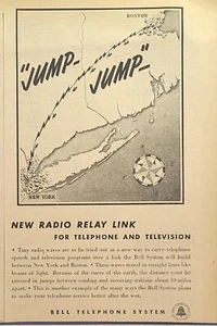 Klingel Telefonanlage New York - Boston Radio Relay TV Karte Vintage Print Werbung 1945 - Bild 1 von 4