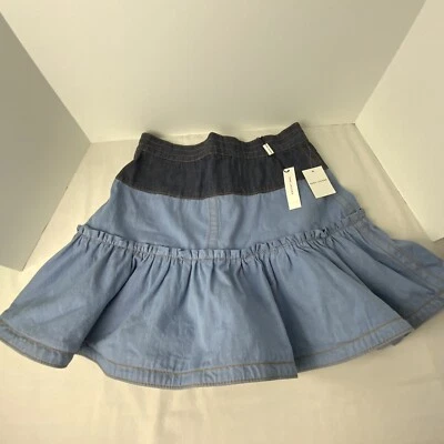 Marc Jacobs Women’s 29 Two Tone Denim Ruffled Short Runway Skirt NWT - Image 1 of 4