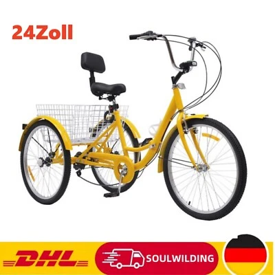 24 Zoll Dreirad Erwachsene 7-Gang Klapprad Adult Tricycle Klappfahrrad+LED Licht - Bild 1 von 4