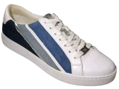 Michael Michael Kors Slade Sneakers White Denim Blue Silver Womens Sz 10 M Shoes - Image 1 of 4